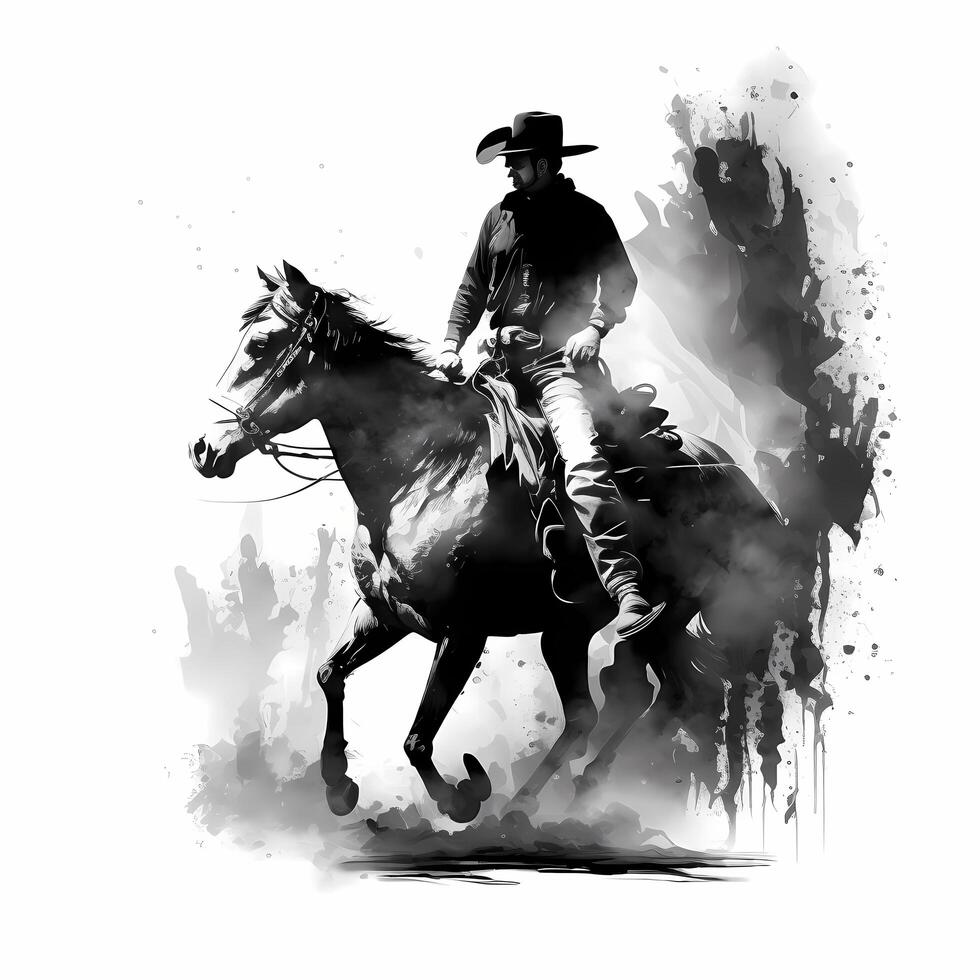 cowboy black and white photo