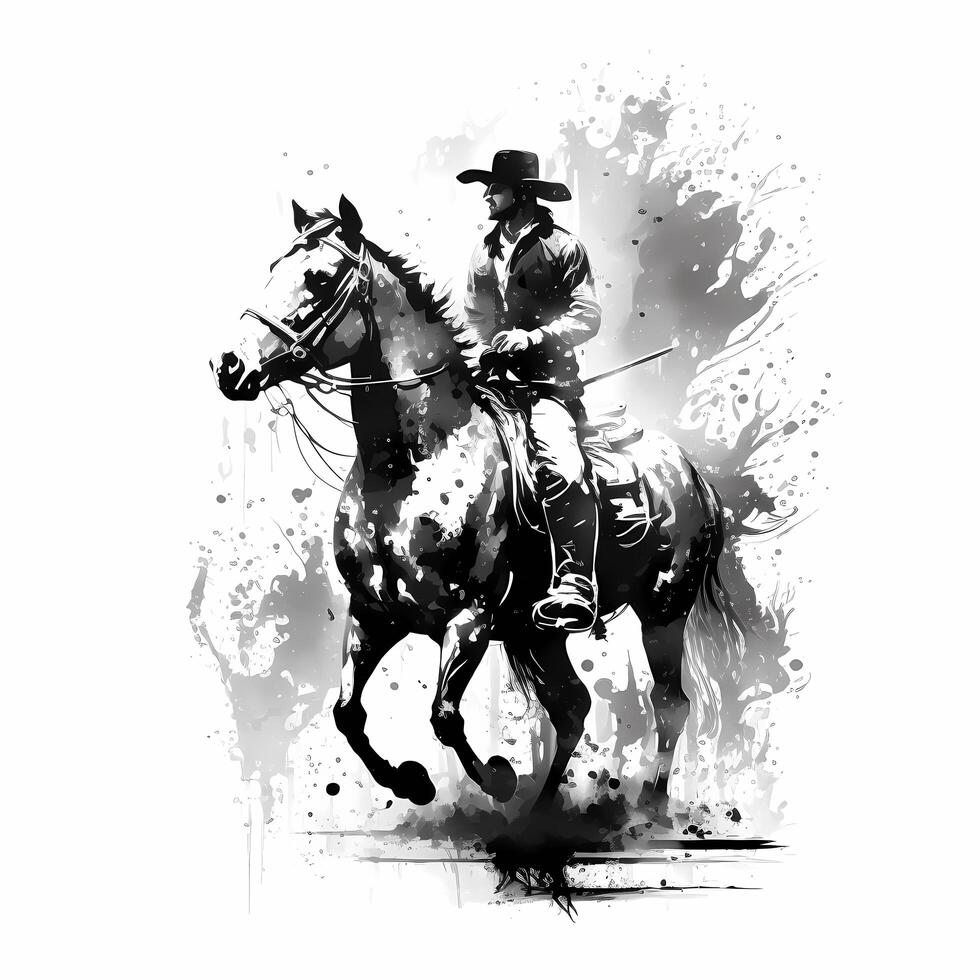 cowboy black and white photo