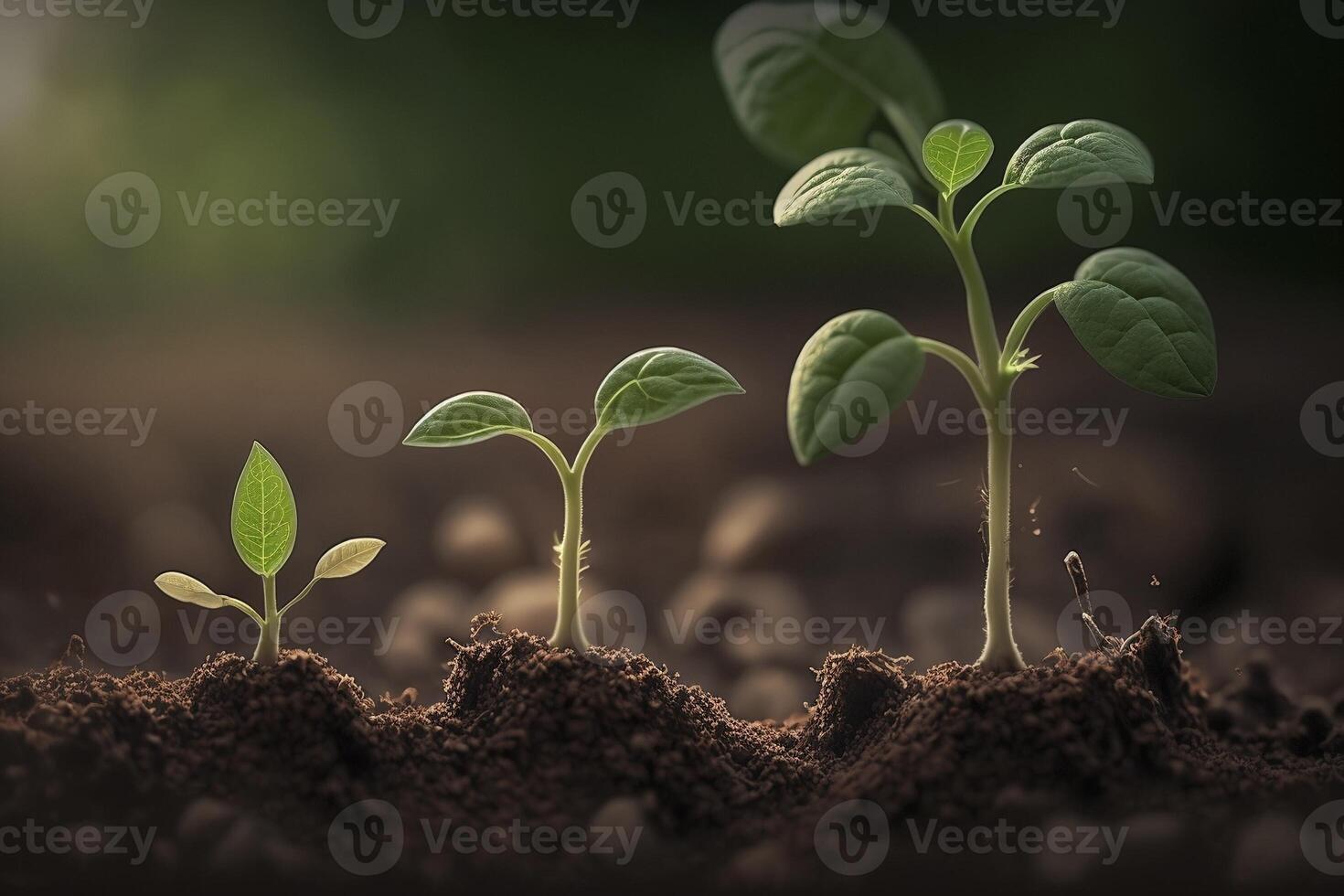 Seeds growing from the ground, created with photo