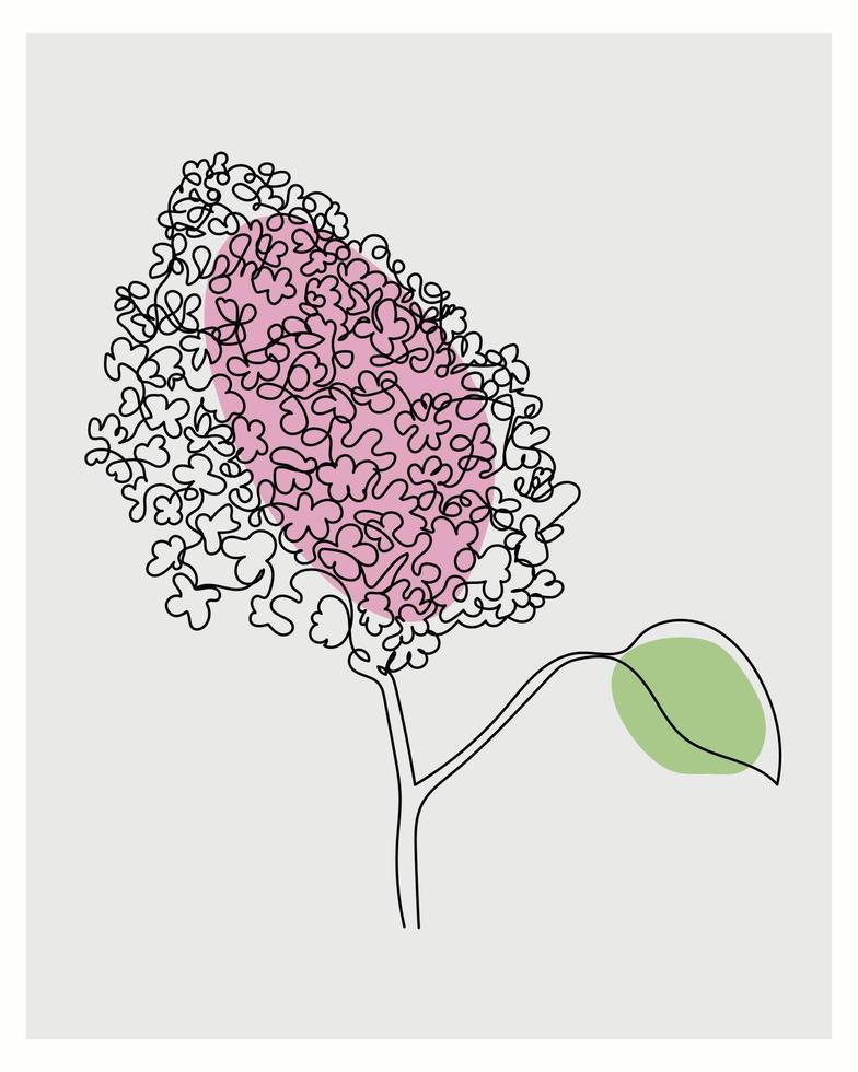 One line vintage lilac branch, great design for any purpose. vector