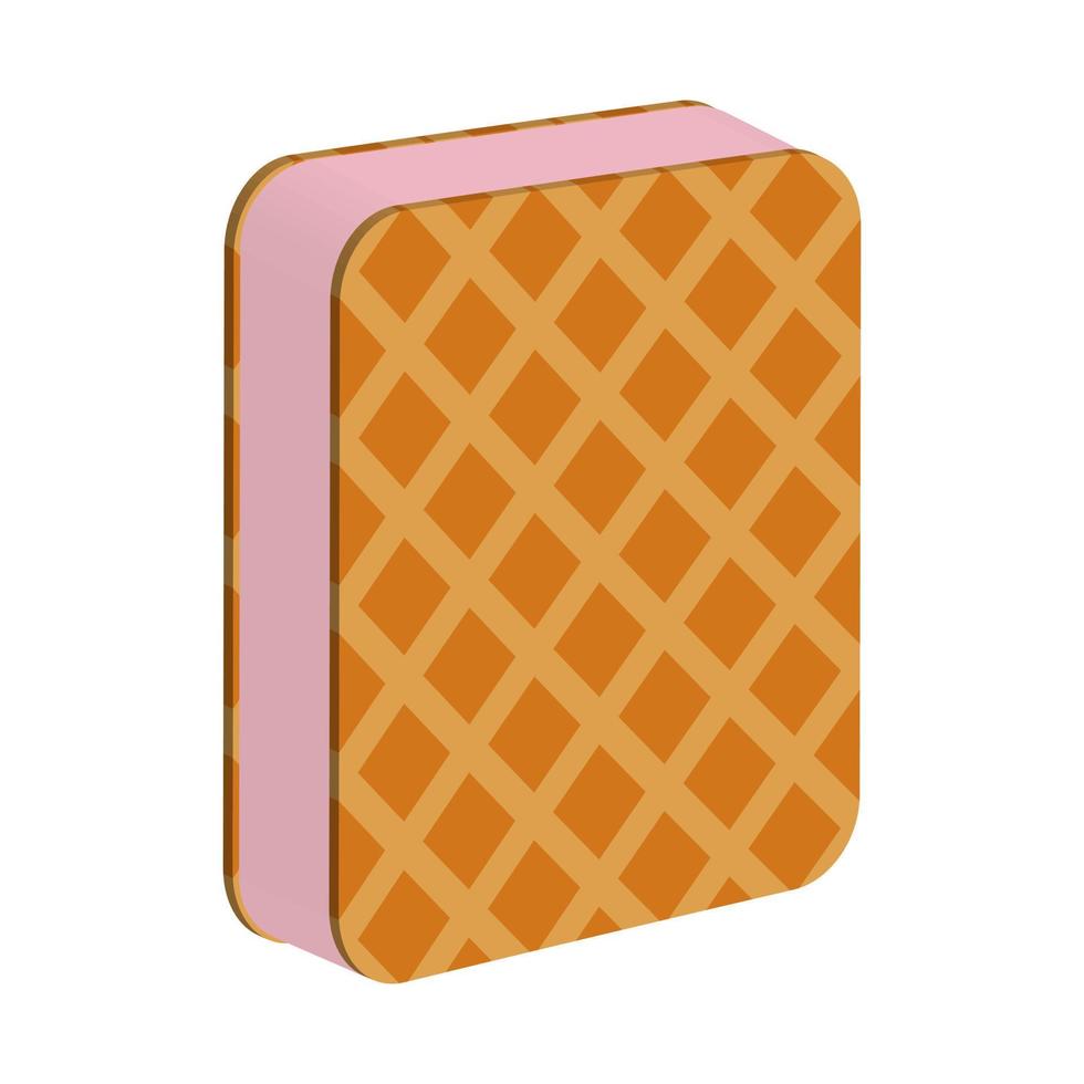 Strawberry ice cream sandwich on a white background. vector