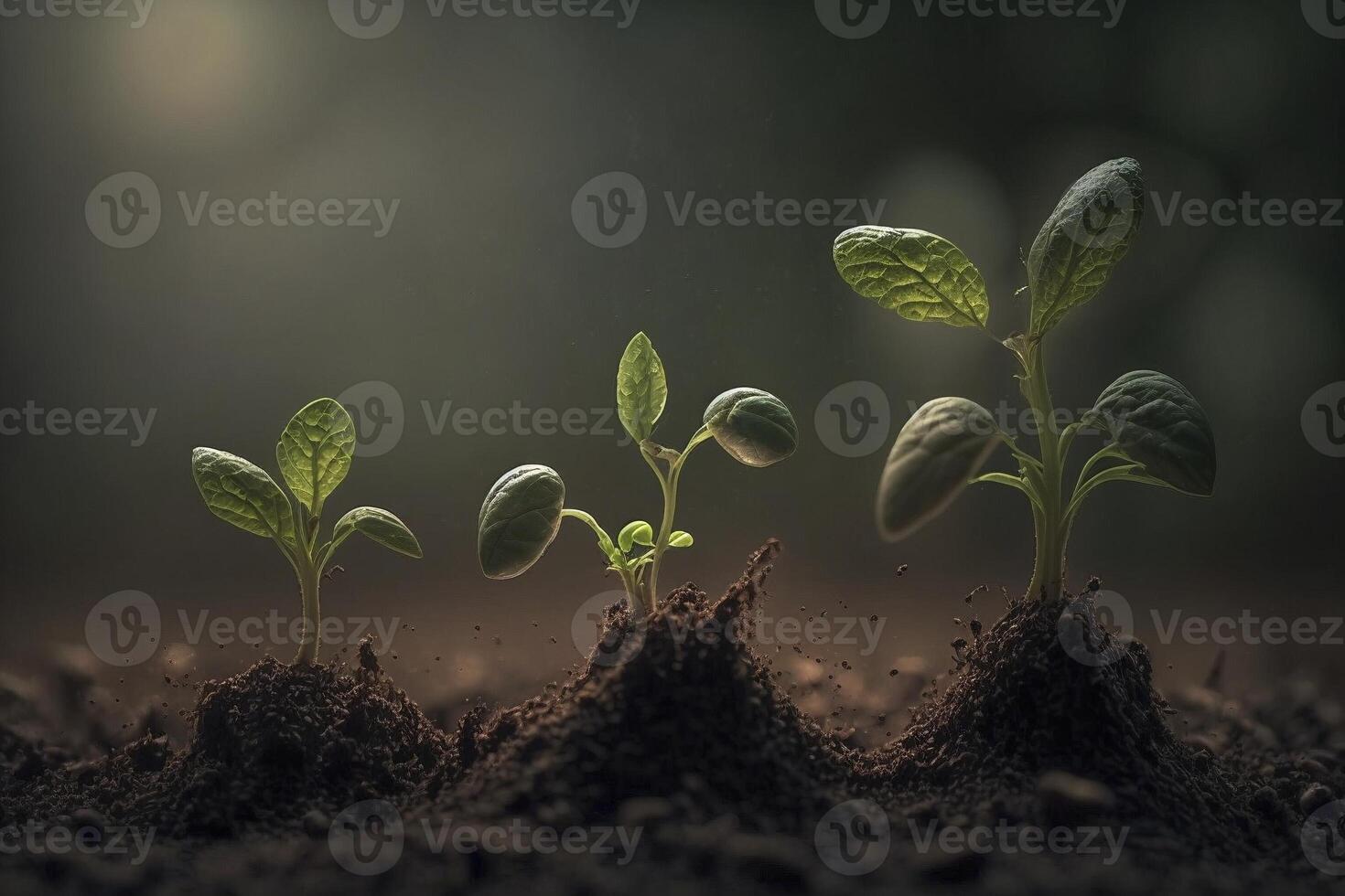 Seeds growing from the ground, created with photo