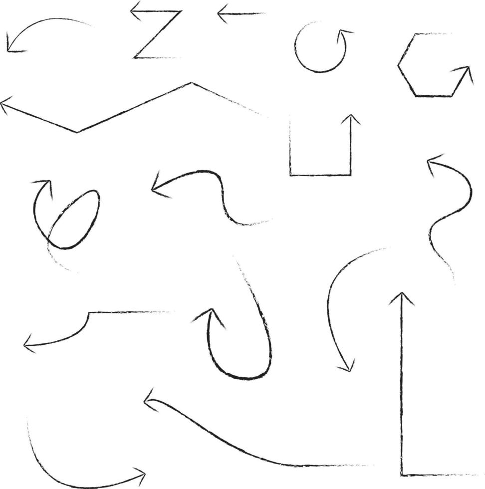 Pack of thin arrows,  black and white vector
