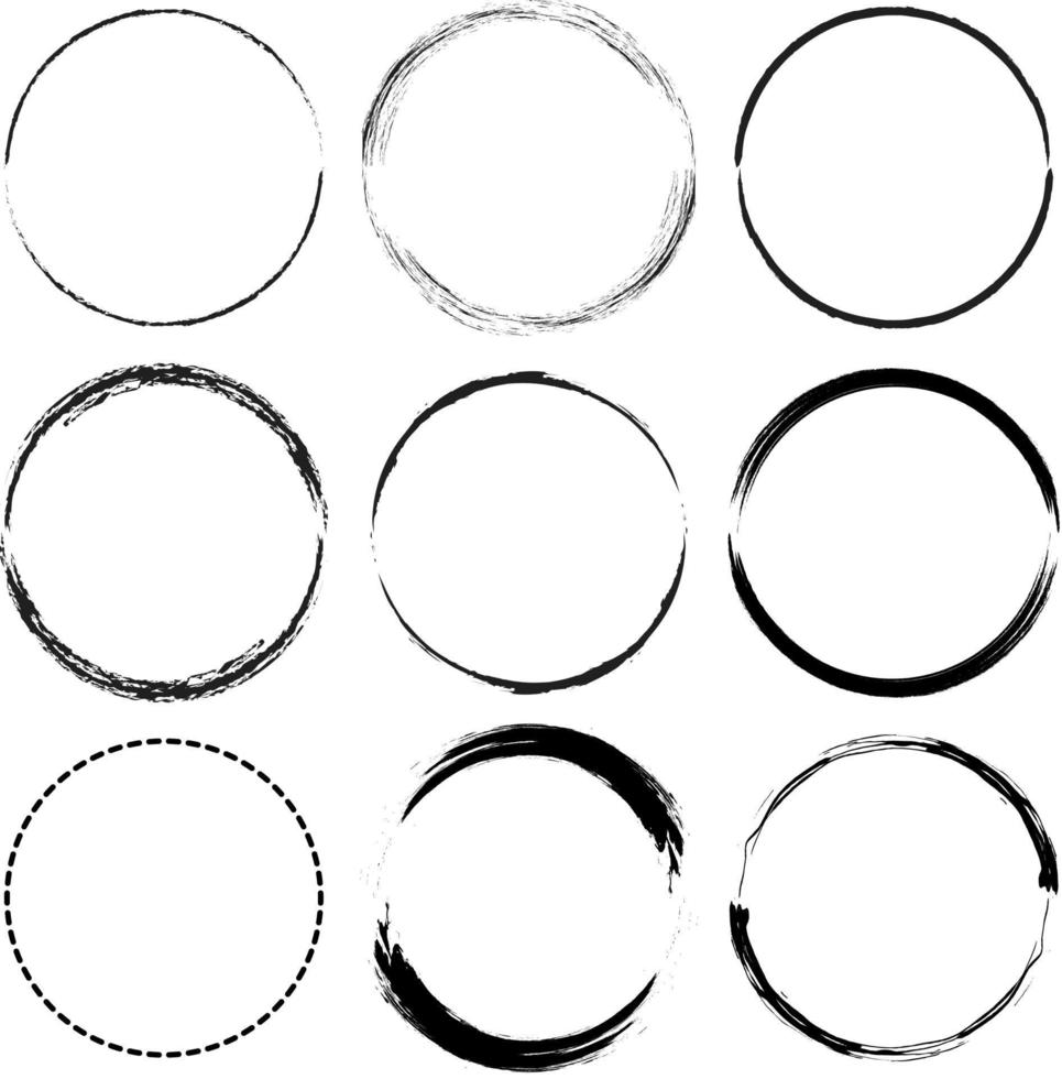 Pack of Circle borders vector. Black isolated on white background. vector