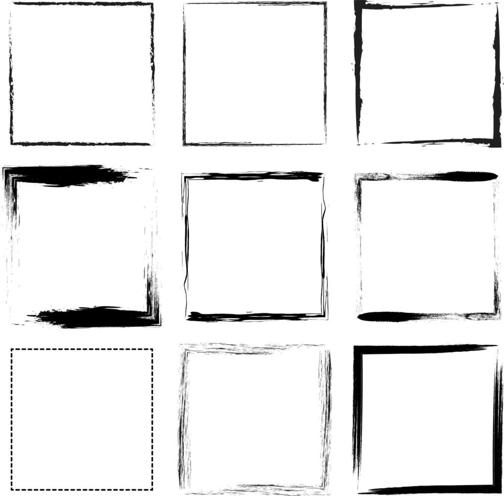 Pack of square borders. Black and white vector. vector