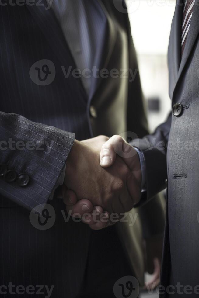 Businessmen handshaking in the office, created with photo