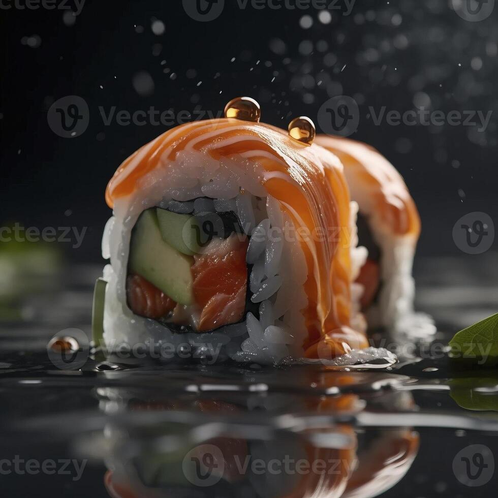 Sushi roll, created with photo
