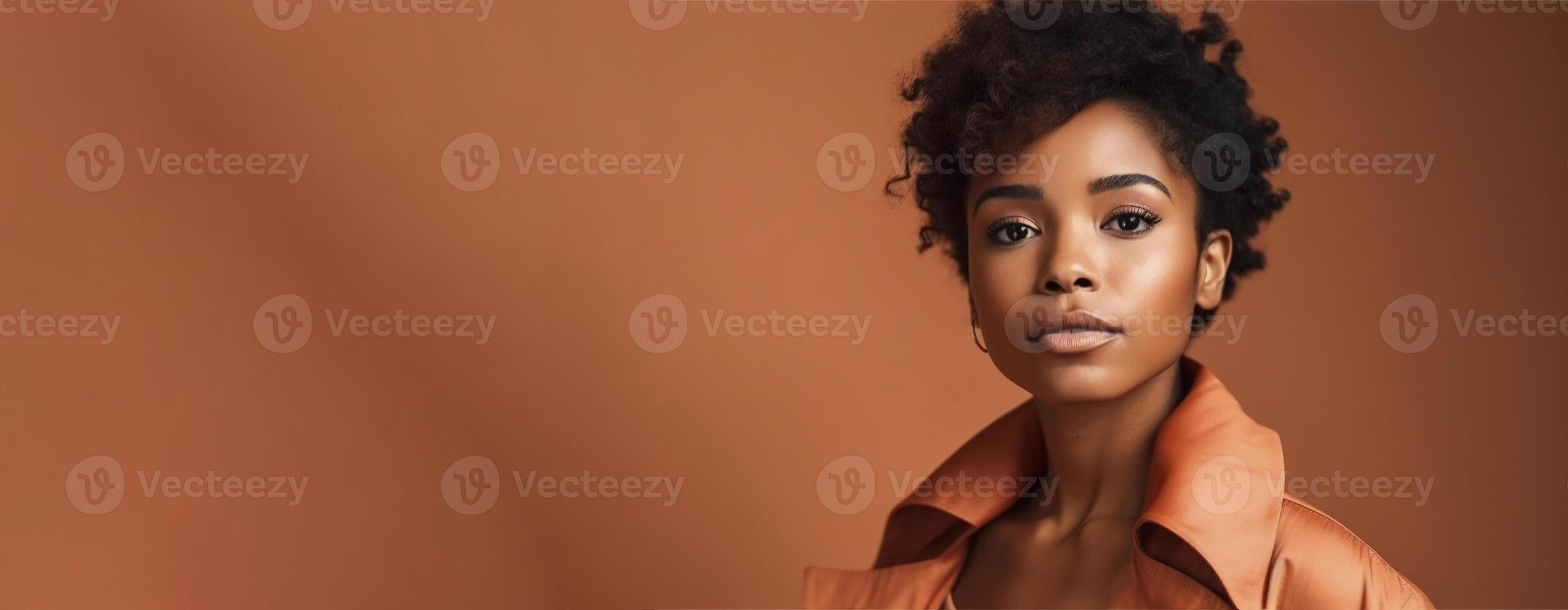 Beautiful afro american woman studio shot on pastel background, created with photo