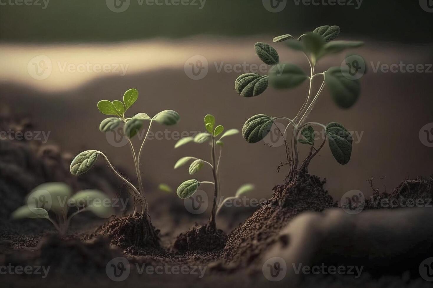 Seeds growing from the ground, created with photo