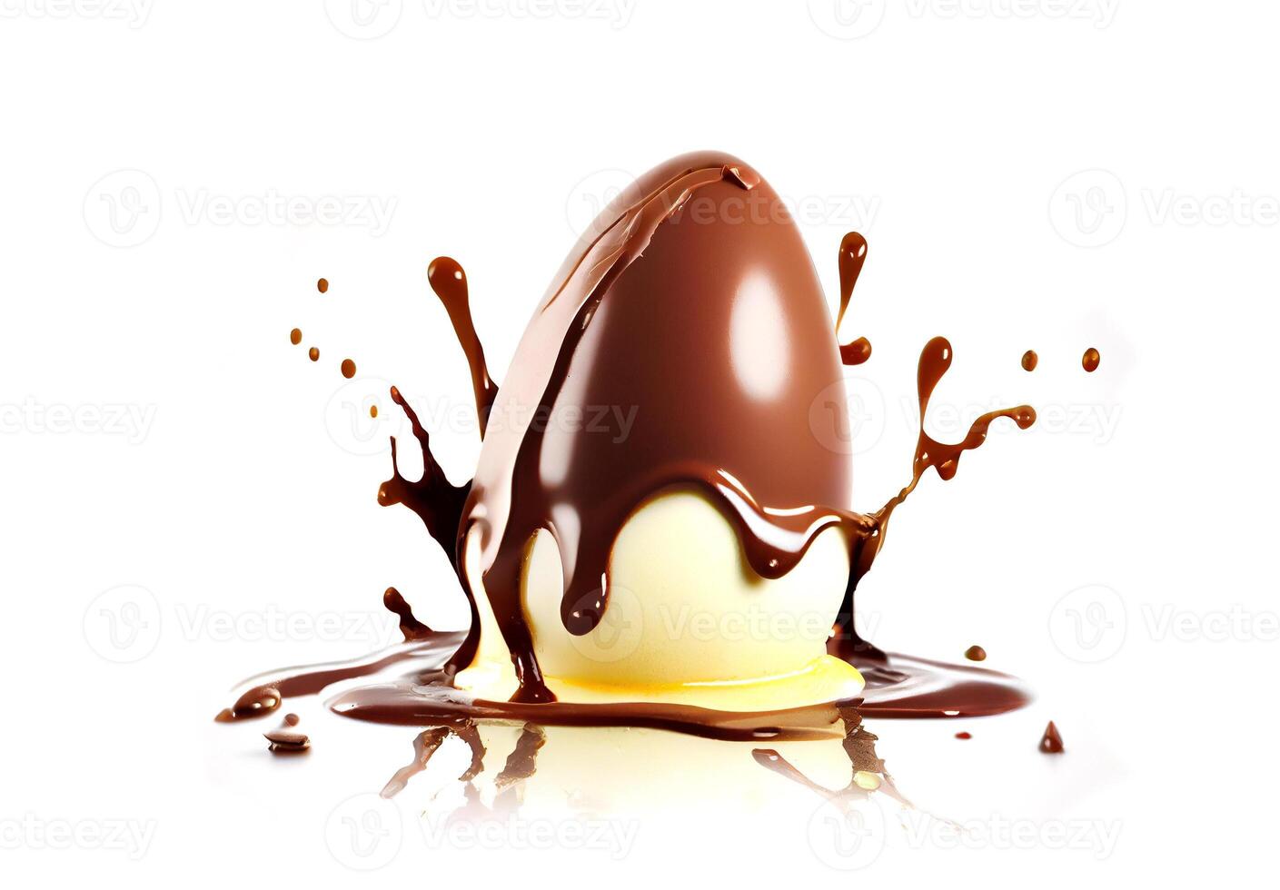 Chocolate Easter egg on white background, created with photo