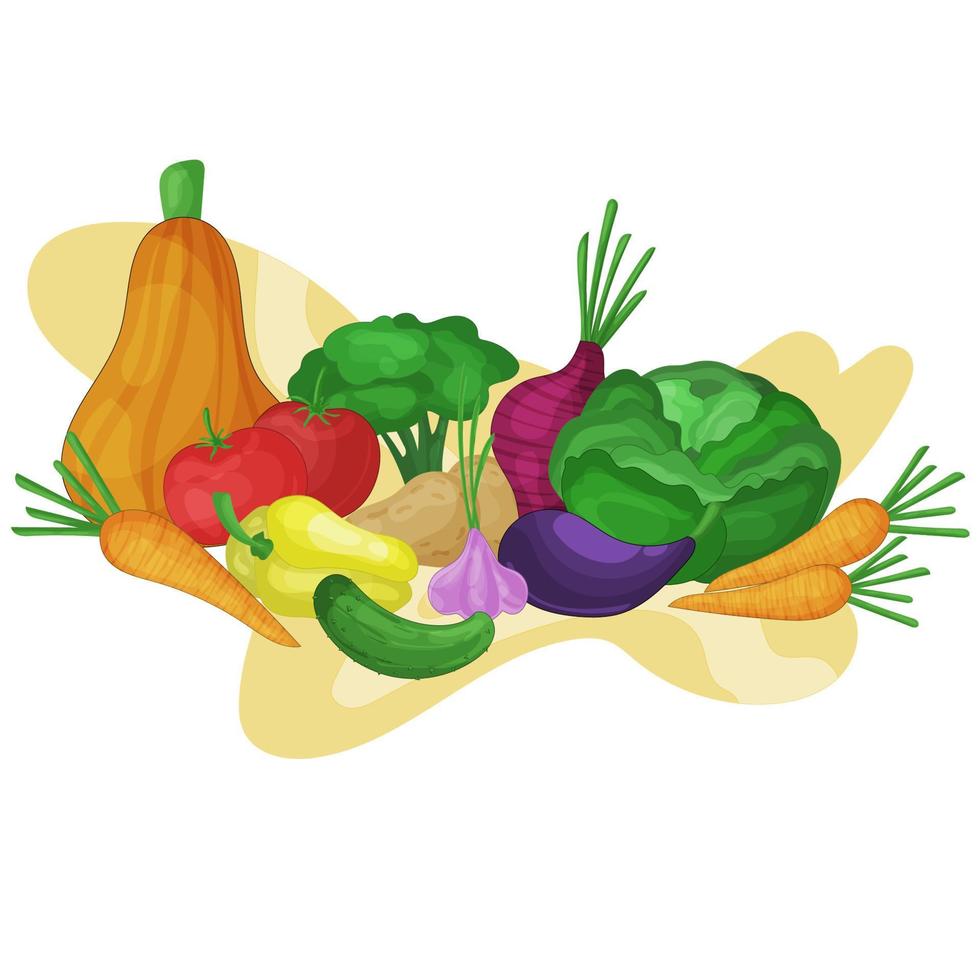 Set of vegetables. Vegetable composition, still life vector