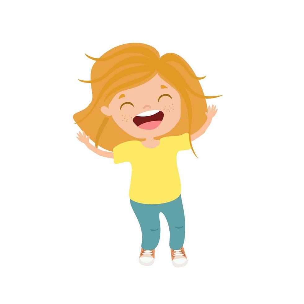 vector image of a happy jumping girl. isolated on a white background