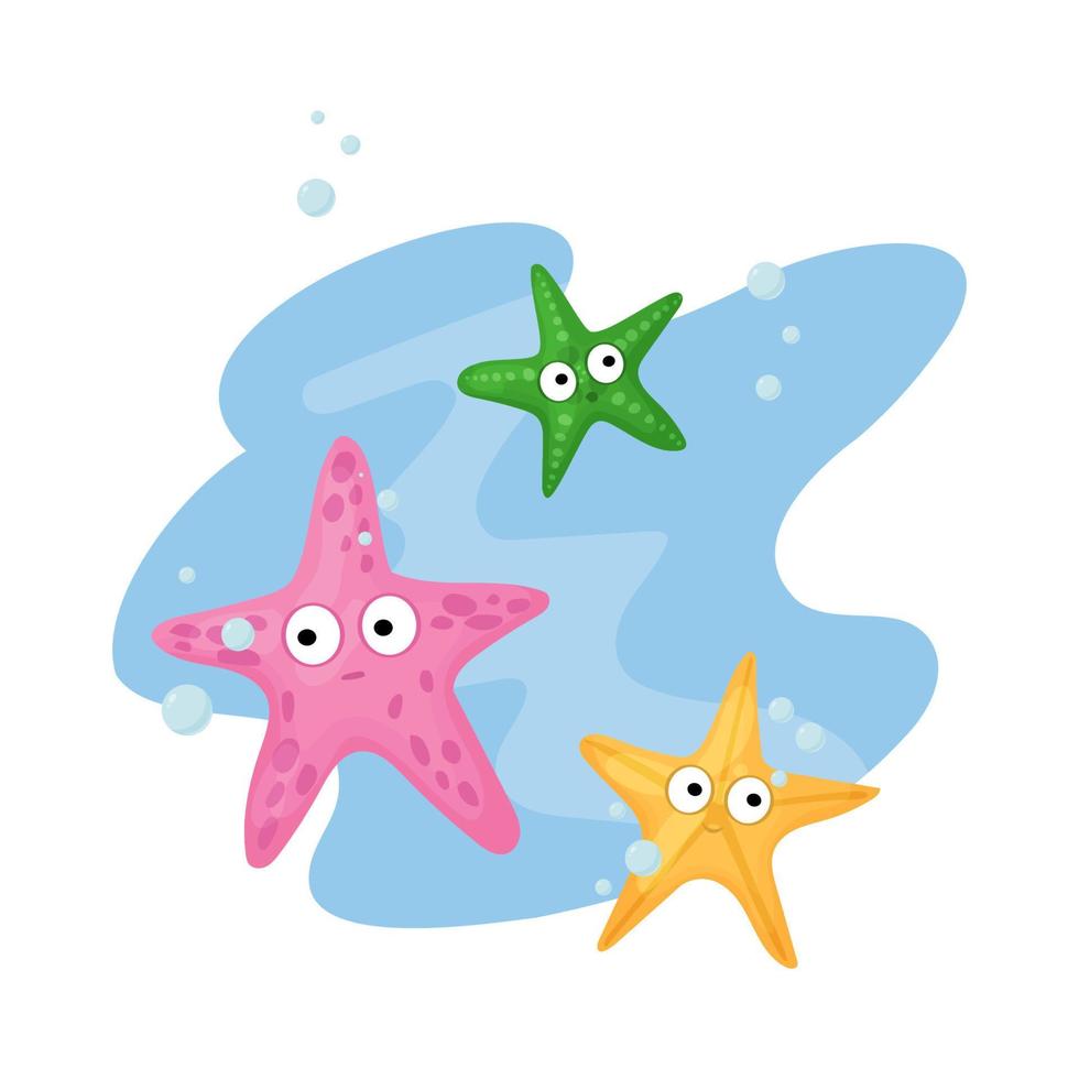 Starfish in flat style. Marine icon in cartoon style. Summer vector illustration.