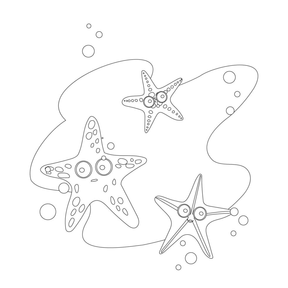 Sea Star Coloring Page Illustration vector