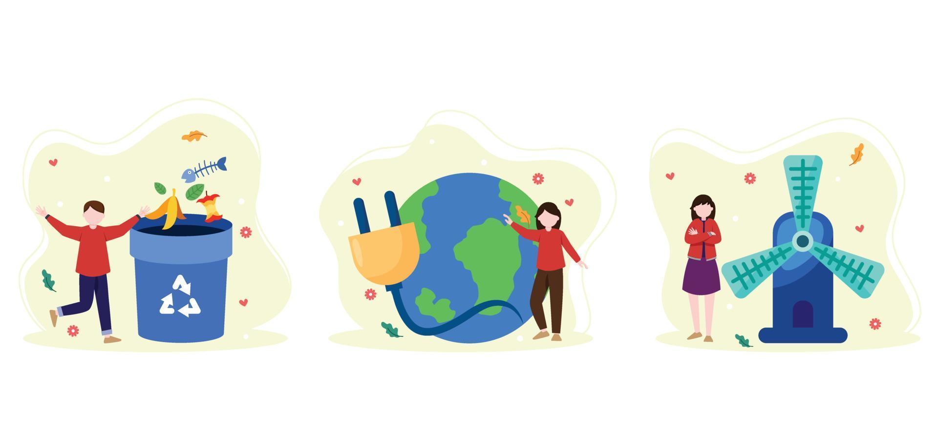 Earth Day Flat Bundle Illustration Design vector