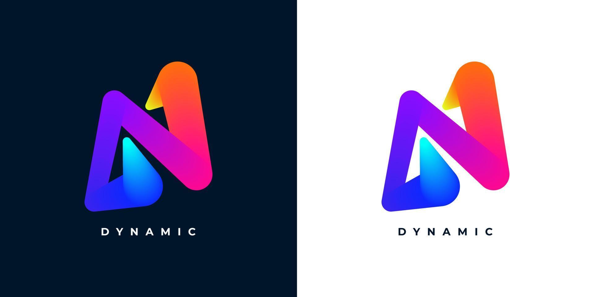 Creative and Vibrant Letter N Logo Design with Colorful Gradient Concept. N Logo with Blend Style vector