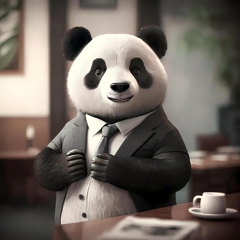 panda businessman illustration photo