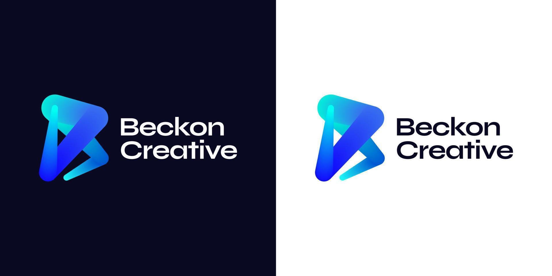 Creative and Vibrant Letter B Logo Design with Blue Gradient Concept. B Logo with Blend Style vector