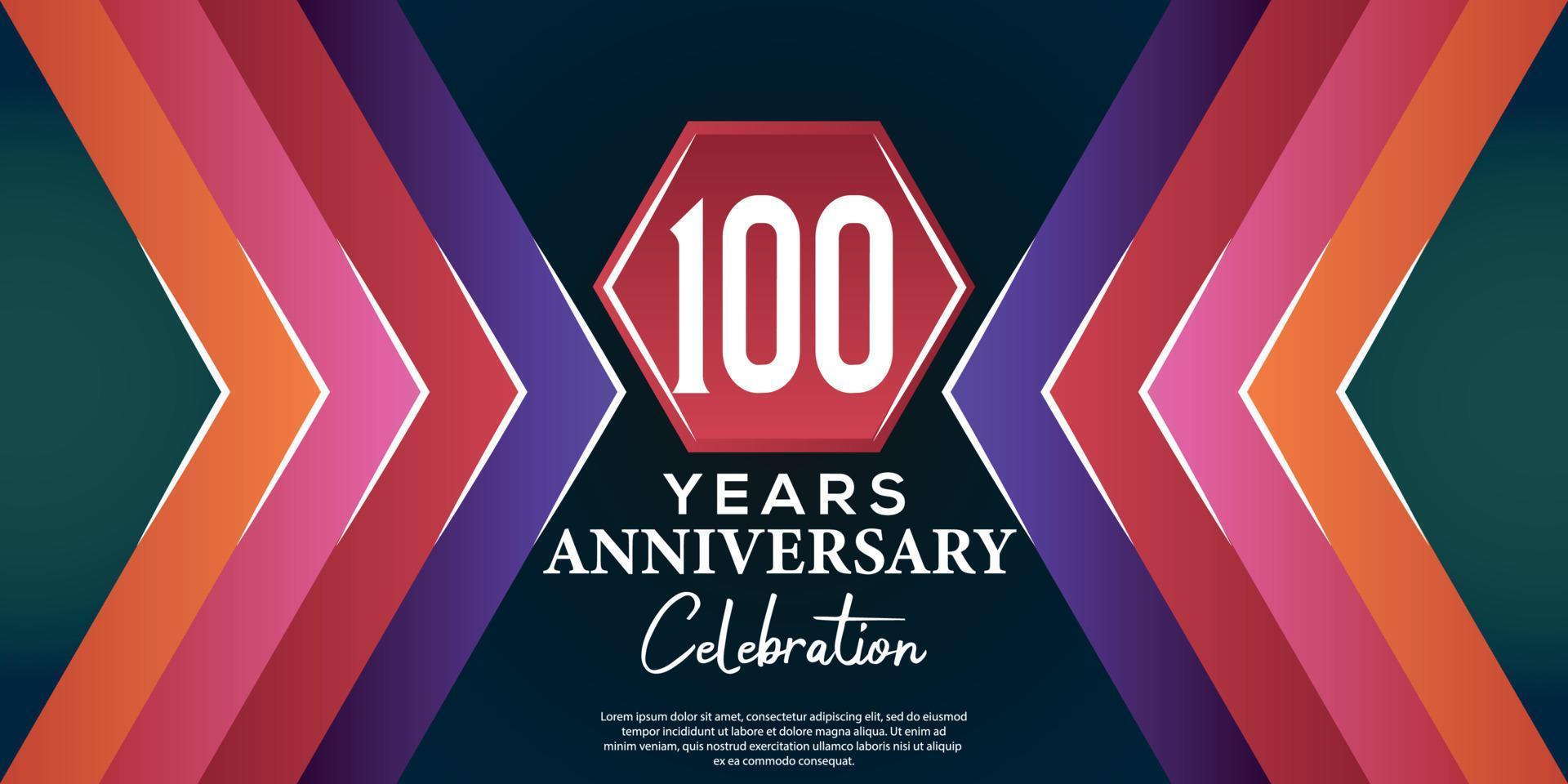 100 year anniversary celebration design with luxury abstract color style on luxury black backgroun vector