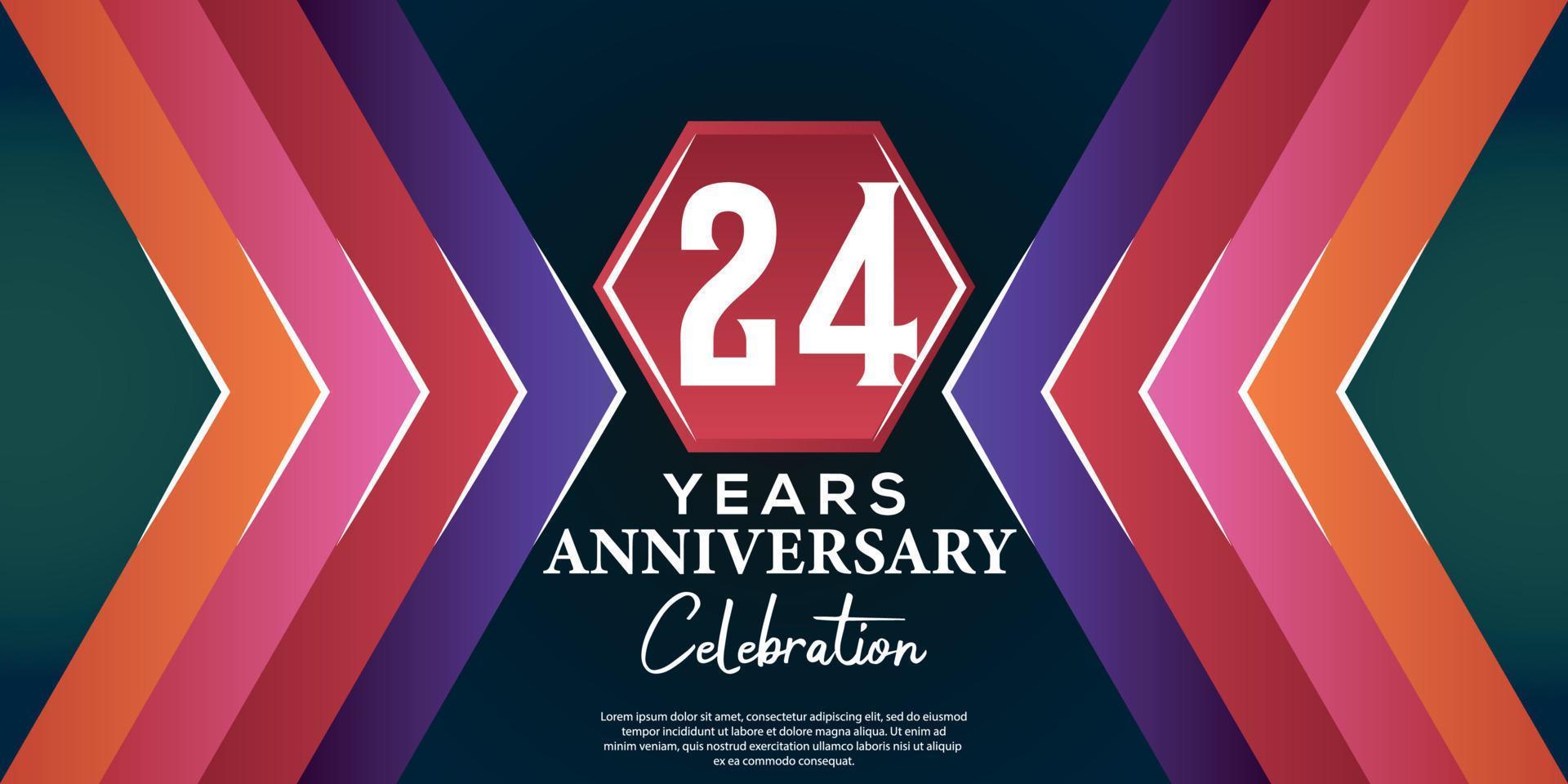 24 year anniversary celebration design with luxury abstract color style on luxury black backgroun vector