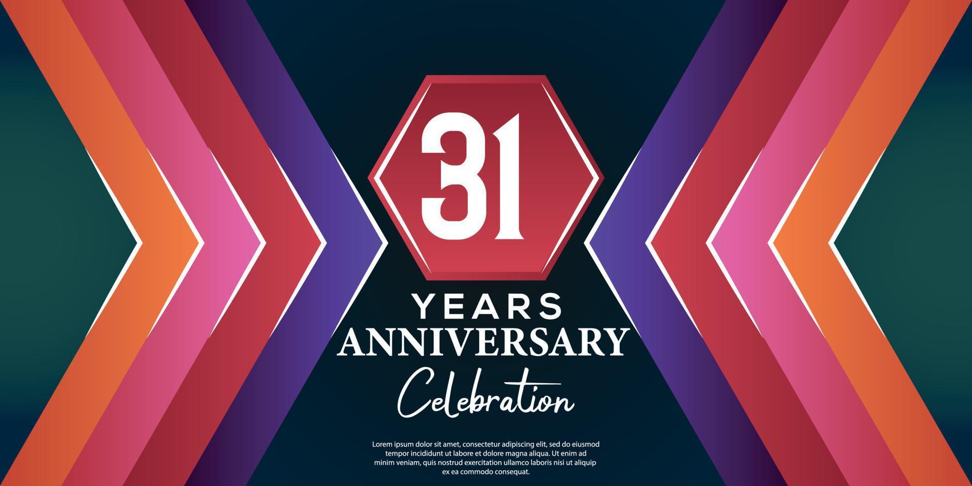 31 year anniversary celebration design with luxury abstract color style on luxury black backgroun vector