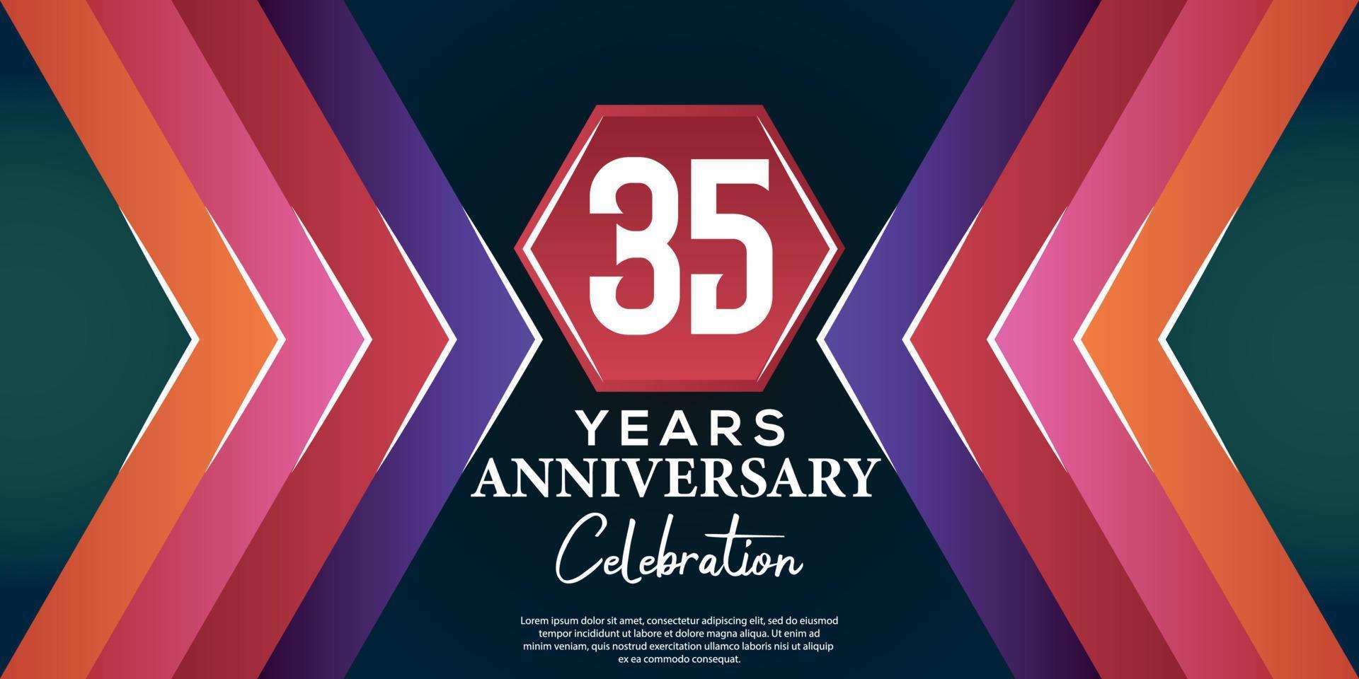 35 year anniversary celebration design with luxury abstract color style on luxury black backgroun vector