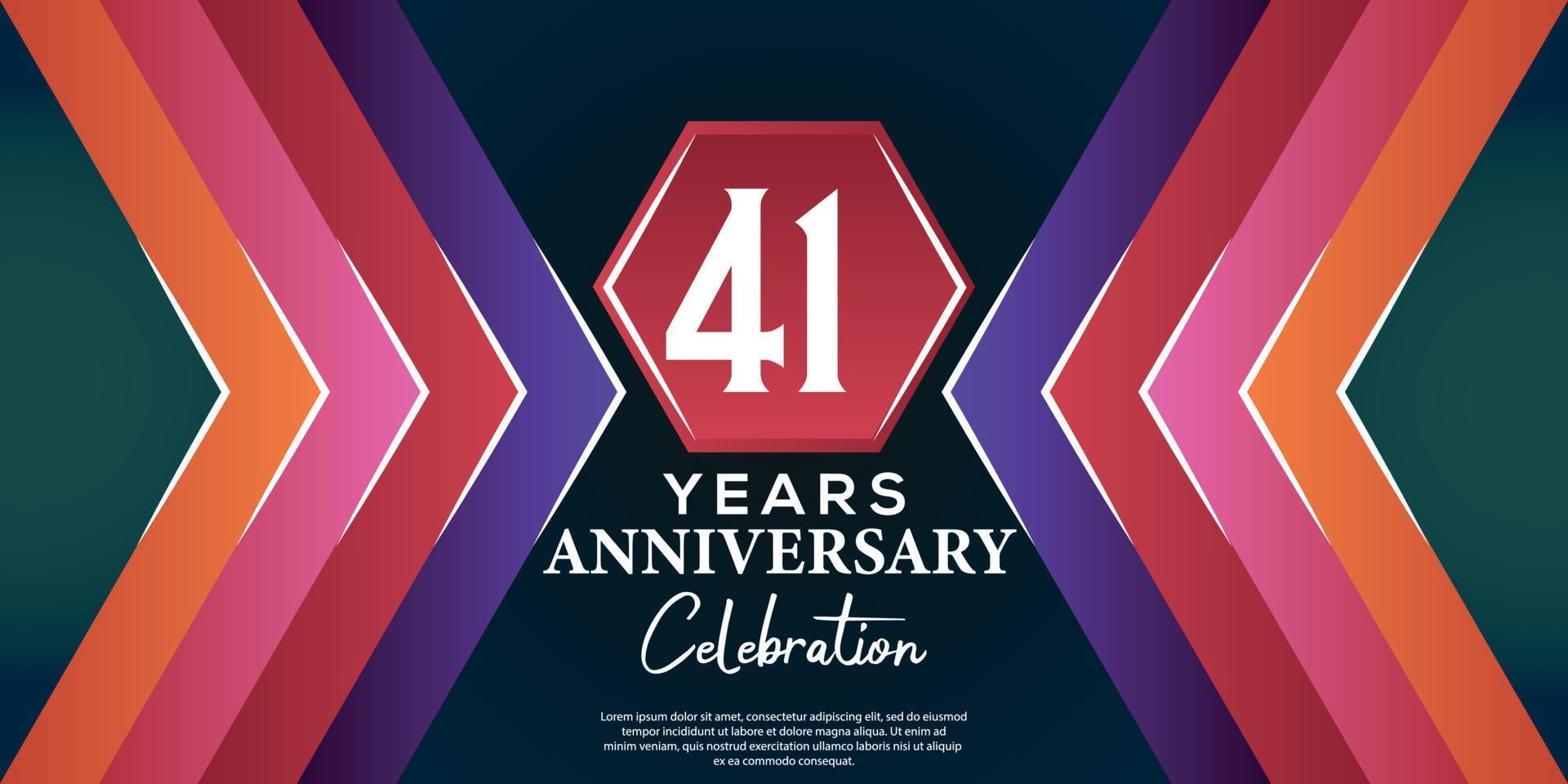 41 year anniversary celebration design with luxury abstract color style on luxury black backgroun vector