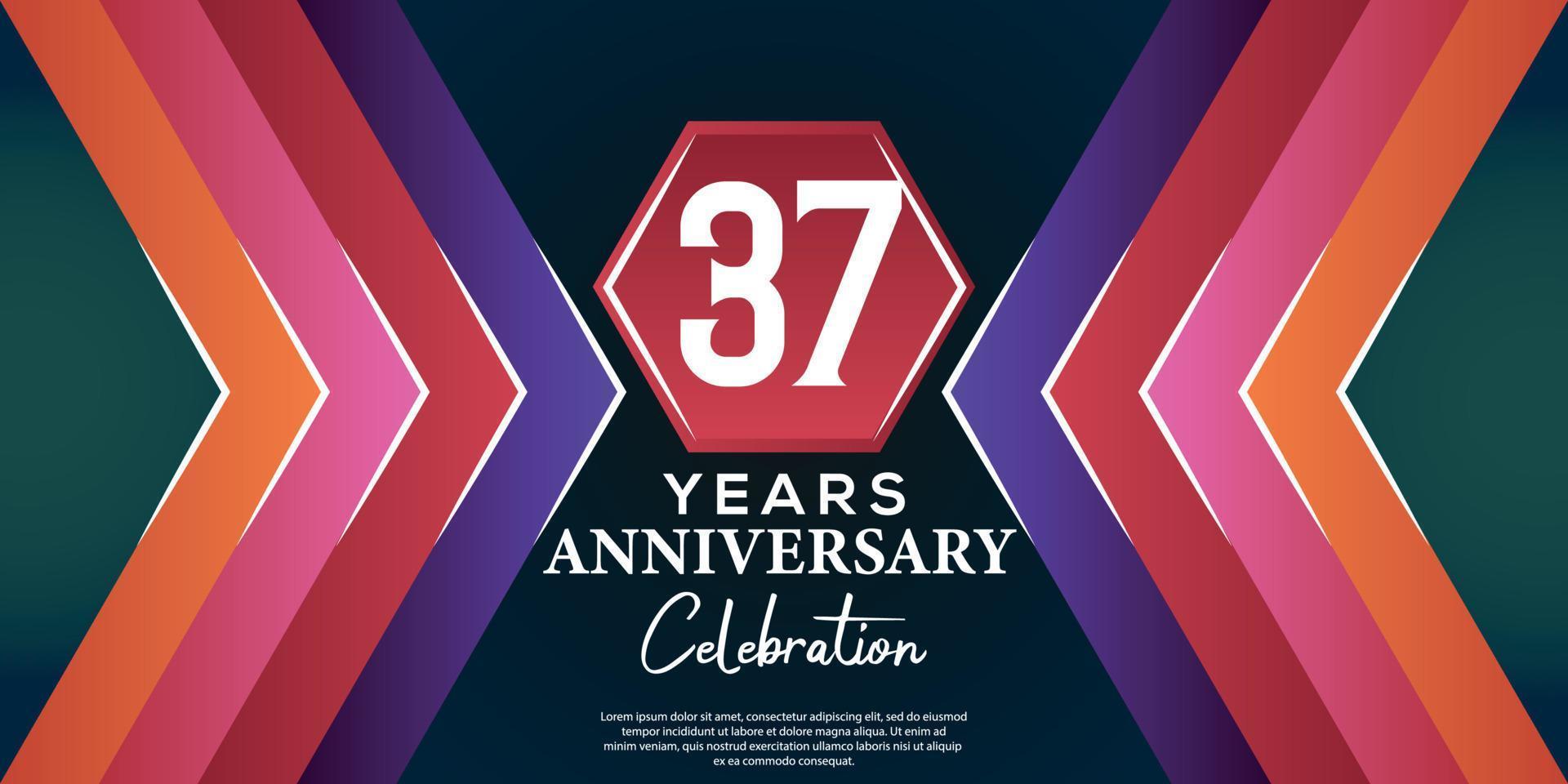 37 año aniversario celebracion diseño con lujo resumen color estilo en lujo negro fondo vector