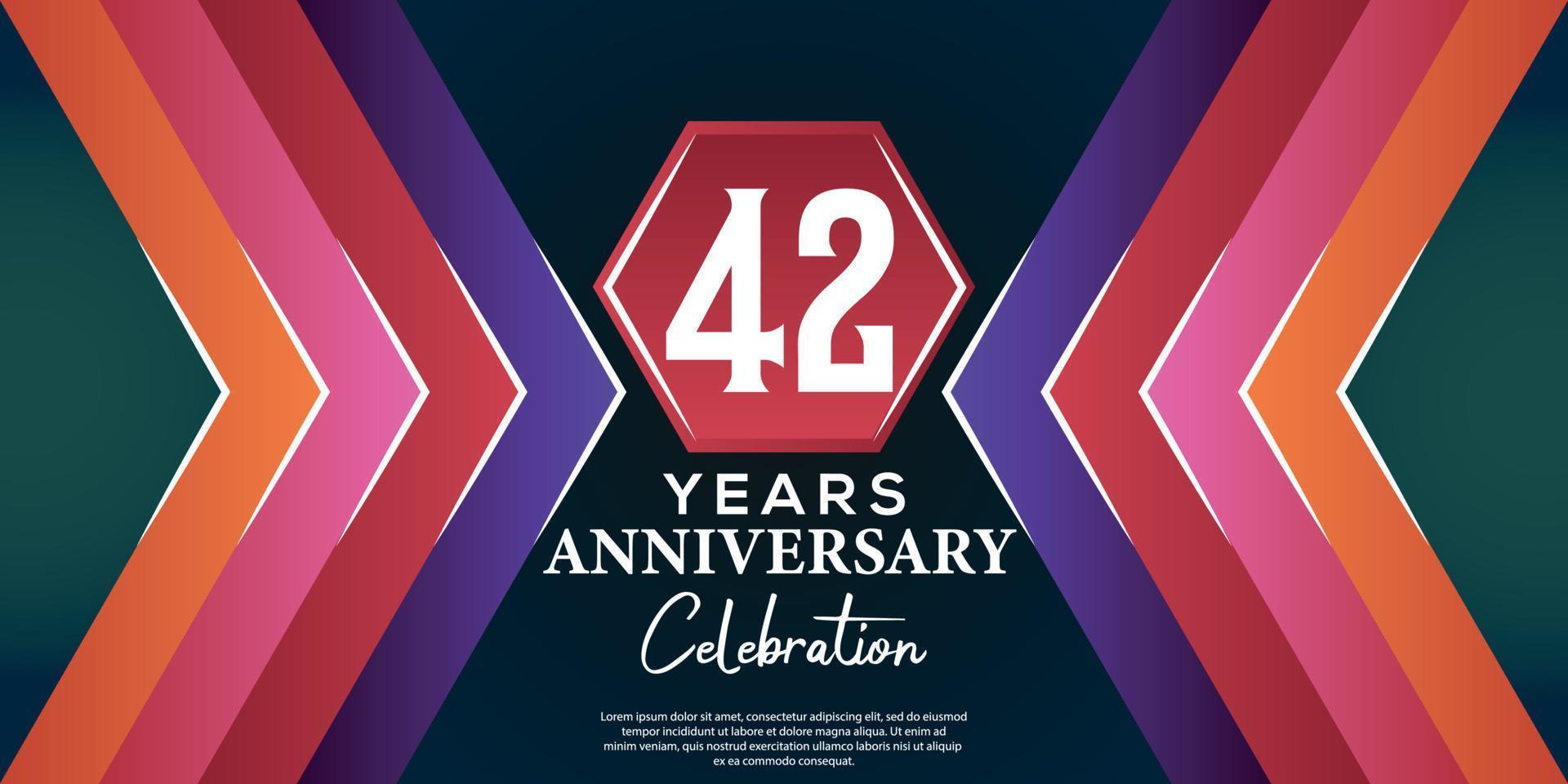 42 año aniversario celebracion diseño con lujo resumen color estilo en lujo negro fondo vector