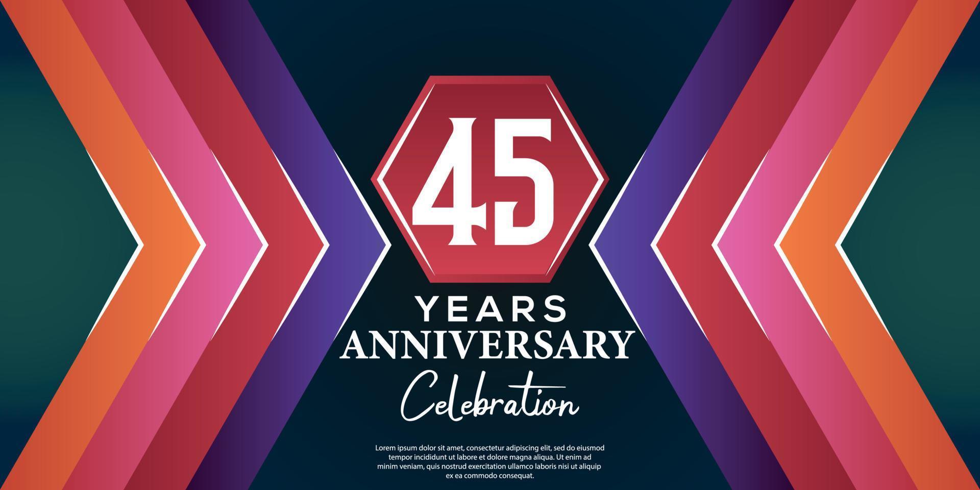 45 year anniversary celebration design with luxury abstract color style on luxury black backgroun vector