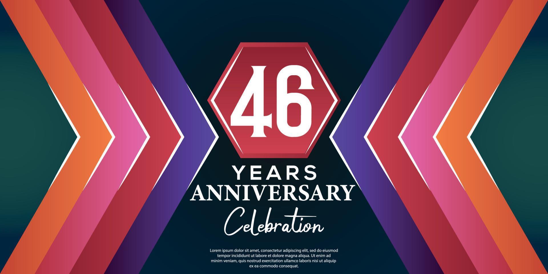 46 año aniversario celebracion diseño con lujo resumen color estilo en lujo negro fondo vector