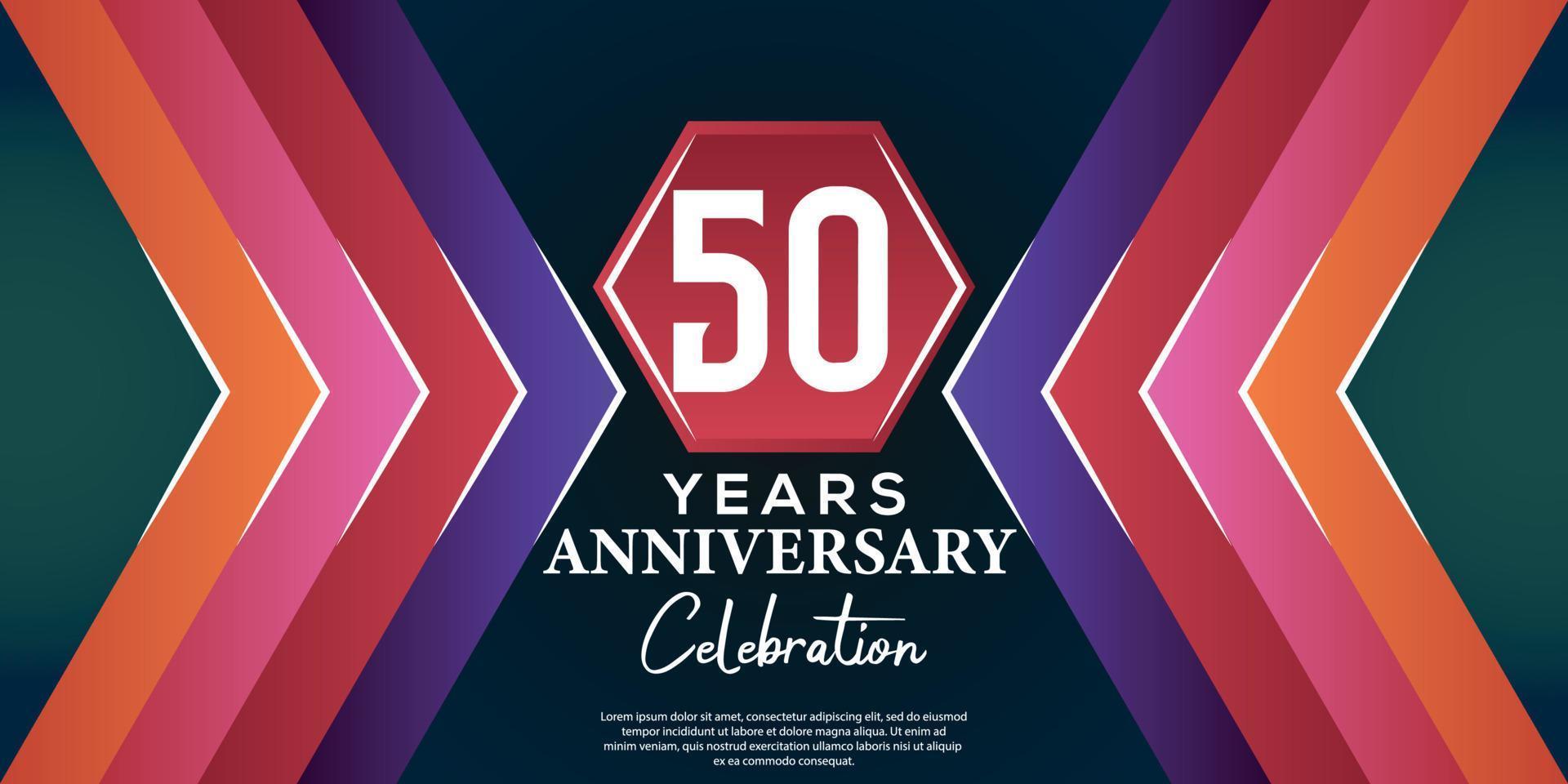 50 año aniversario celebracion diseño con lujo resumen color estilo en lujo negro fondo vector