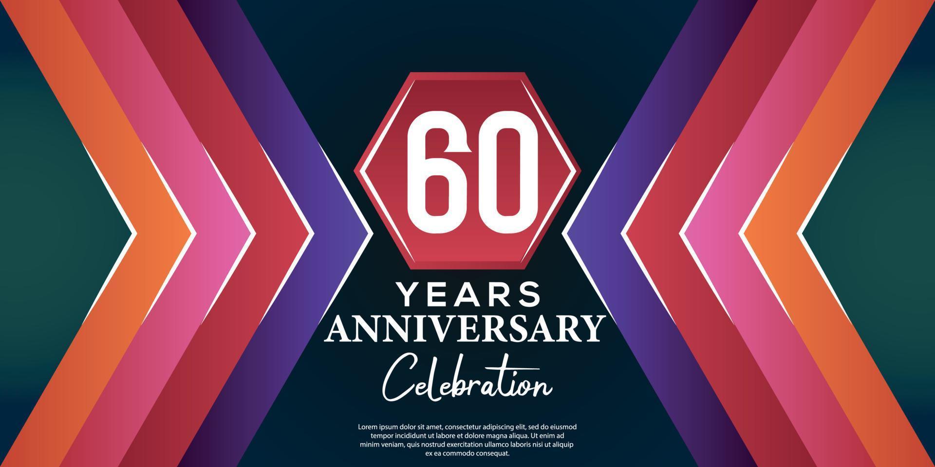 60 year anniversary celebration design with luxury abstract color style on luxury black backgroun vector