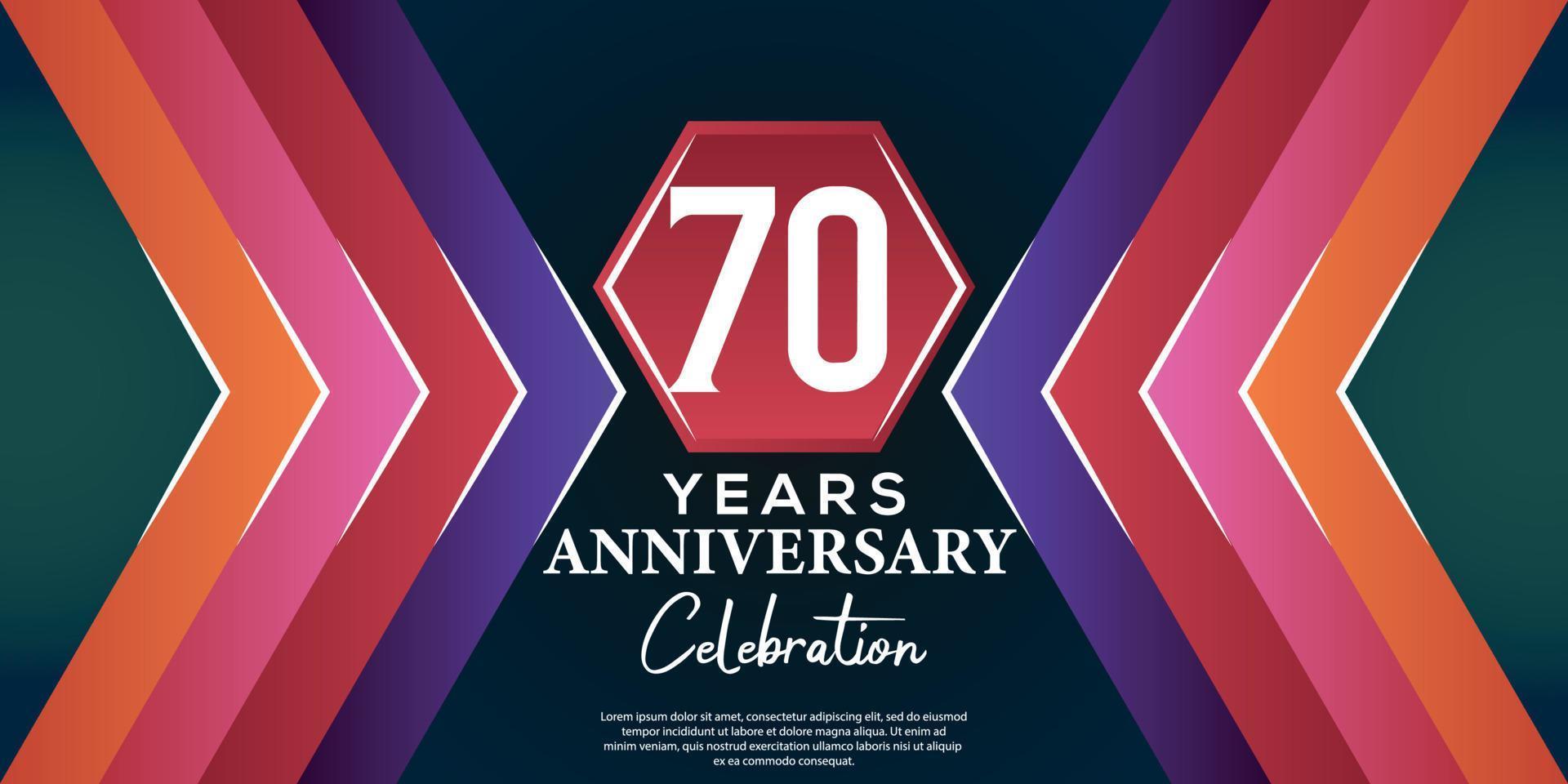 70 año aniversario celebracion diseño con lujo resumen color estilo en lujo negro fondo vector