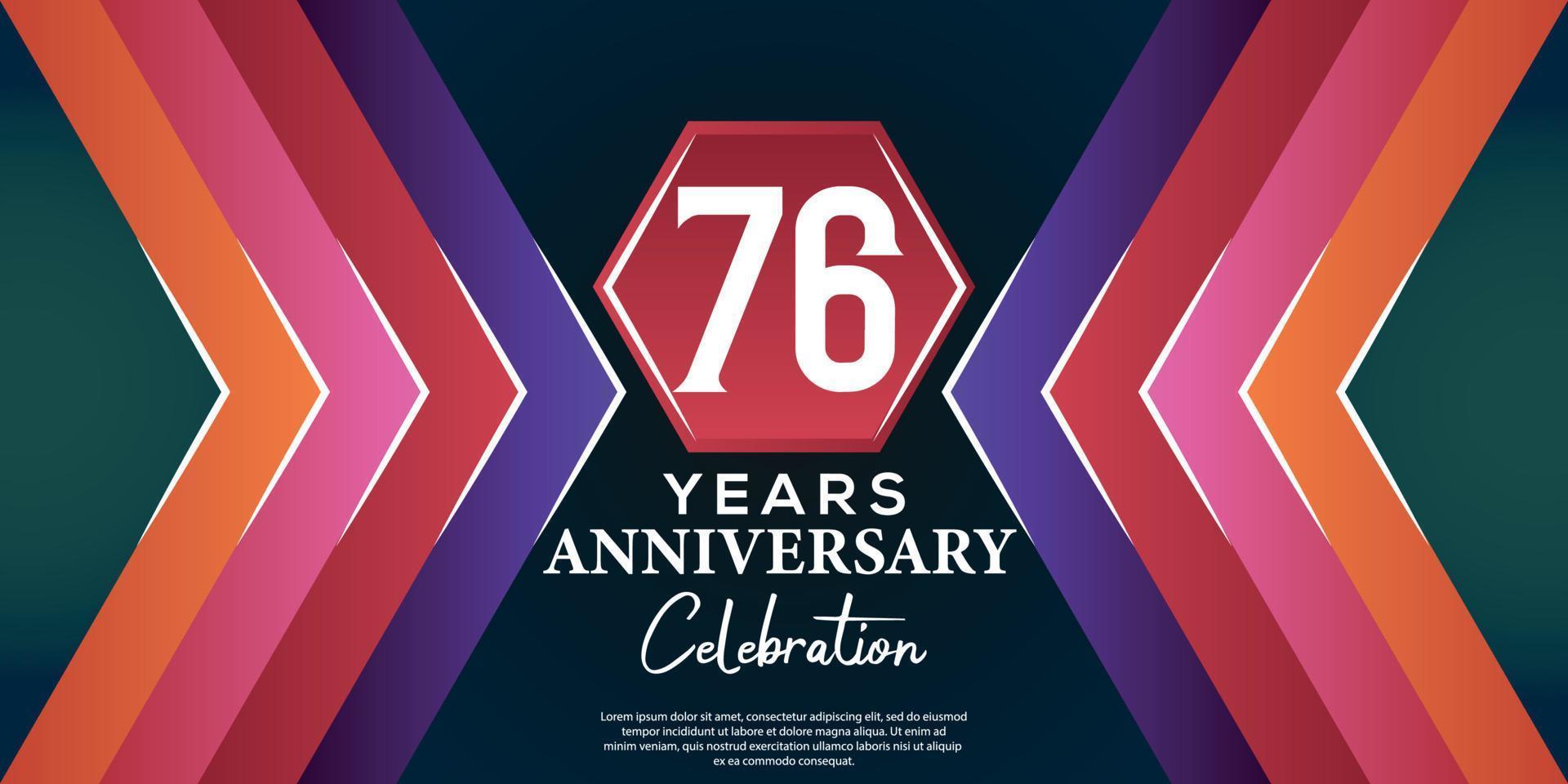 76 año aniversario celebracion diseño con lujo resumen color estilo en lujo negro fondo vector