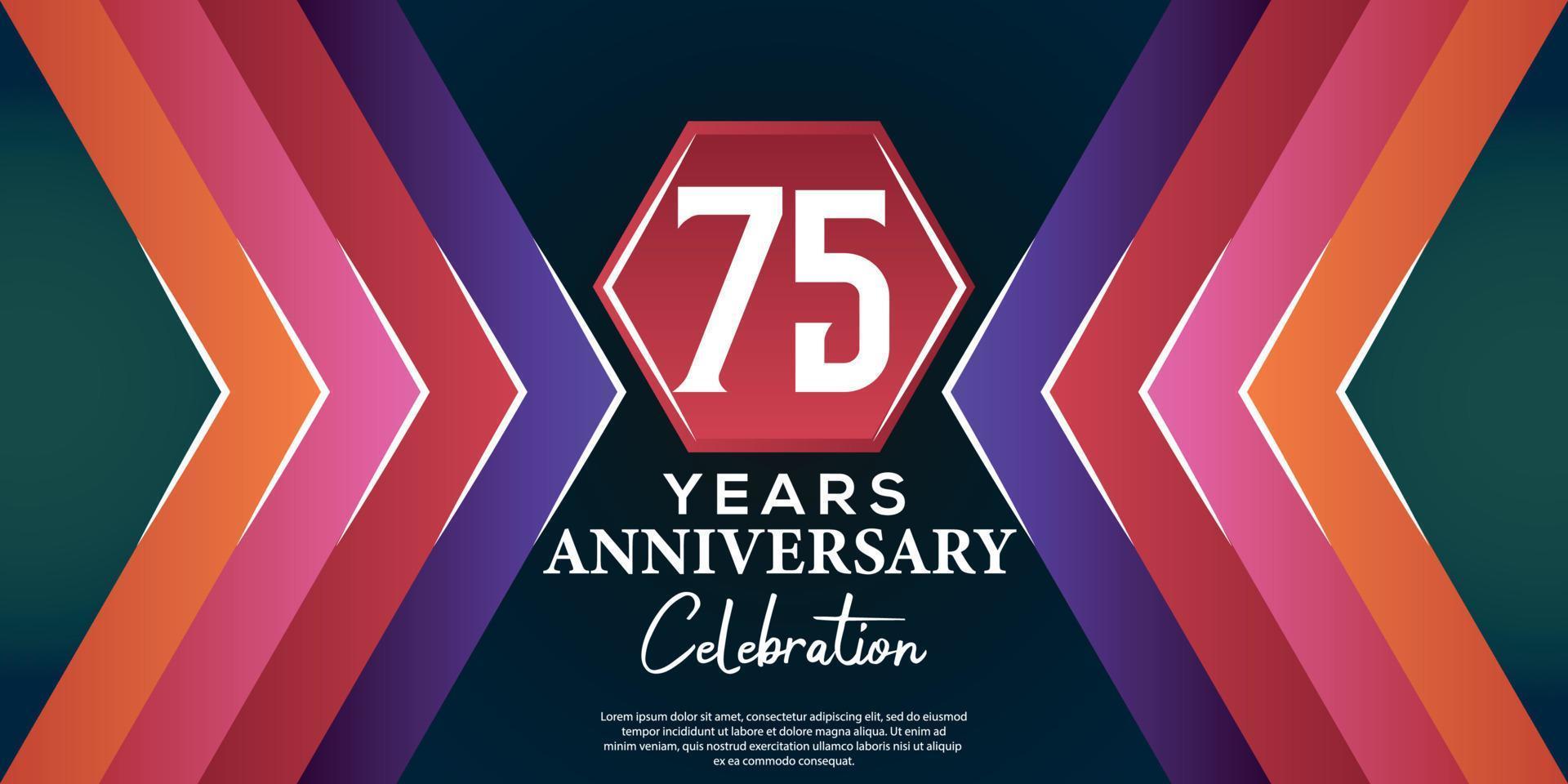 75 año aniversario celebracion diseño con lujo resumen color estilo en lujo negro fondo vector