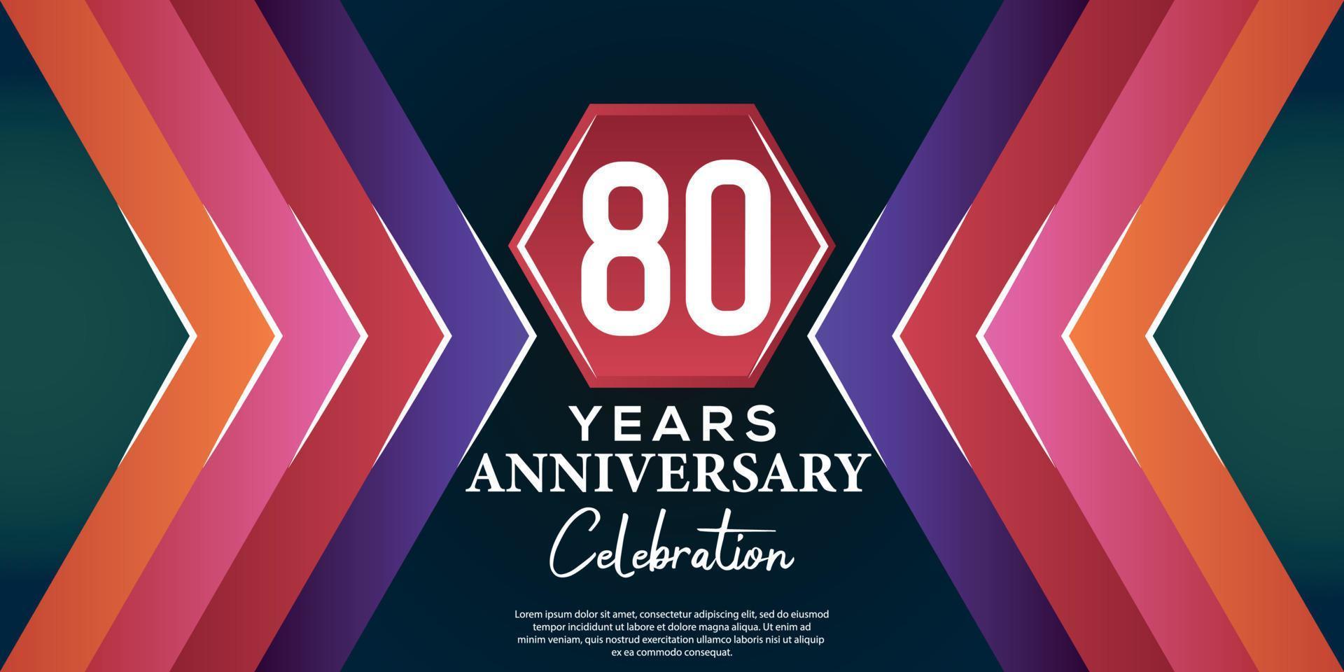 80 año aniversario celebracion diseño con lujo resumen color estilo en lujo negro fondo vector