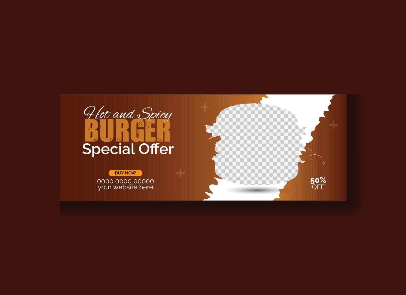 Super delicious burger and food sale social media cover banner template vector