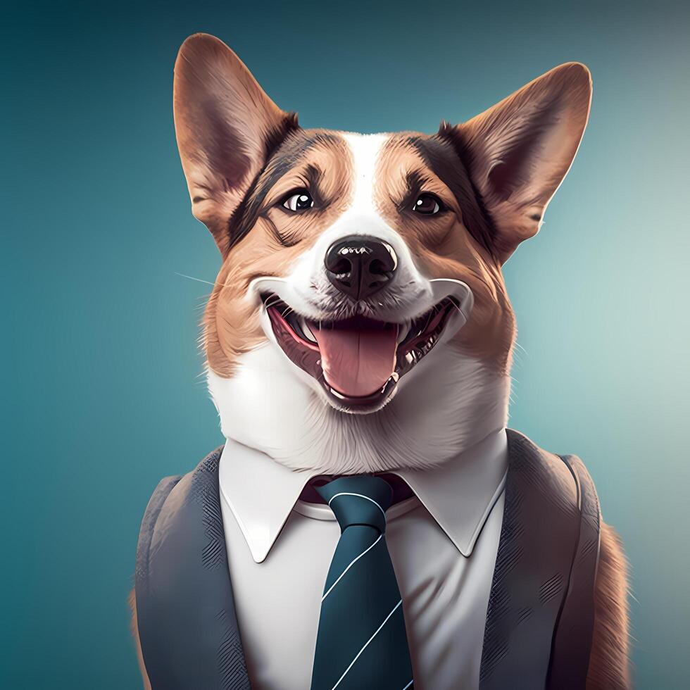 dog businessman illustration photo