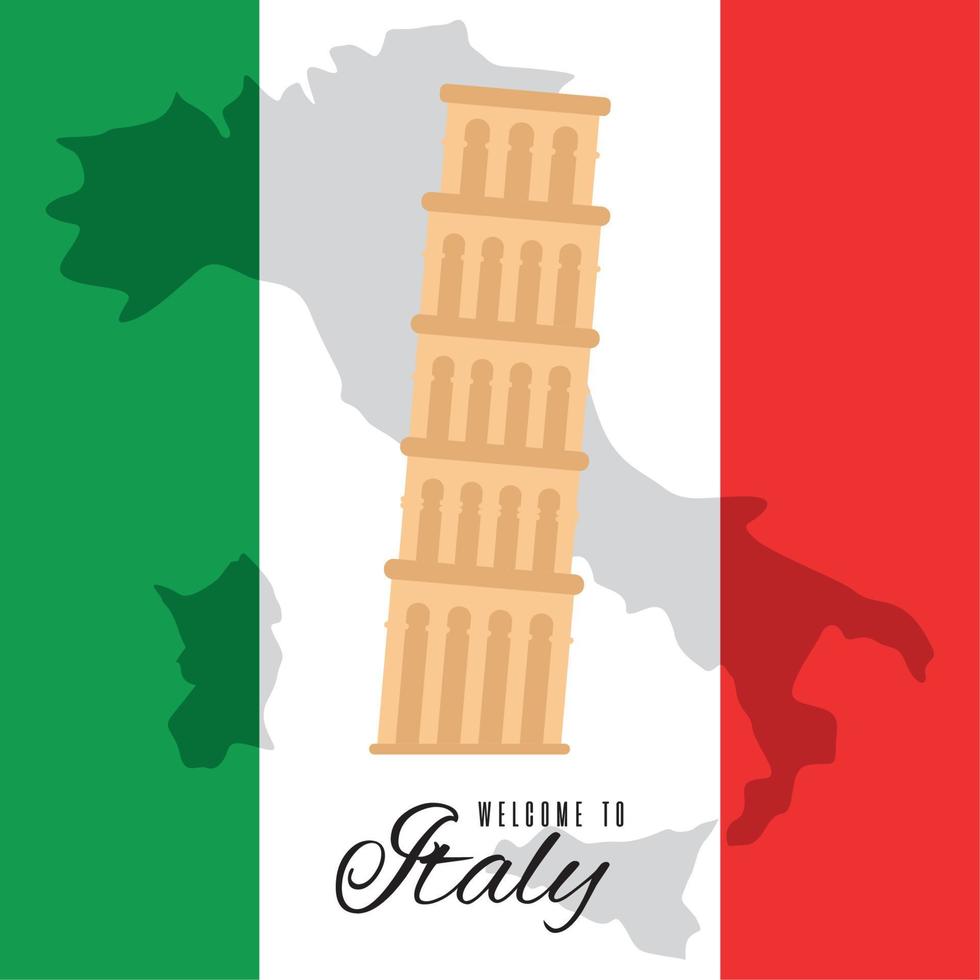 aislado Pisa propensión torre punto de referencia Italia viaje tarjeta postal vector ilustración