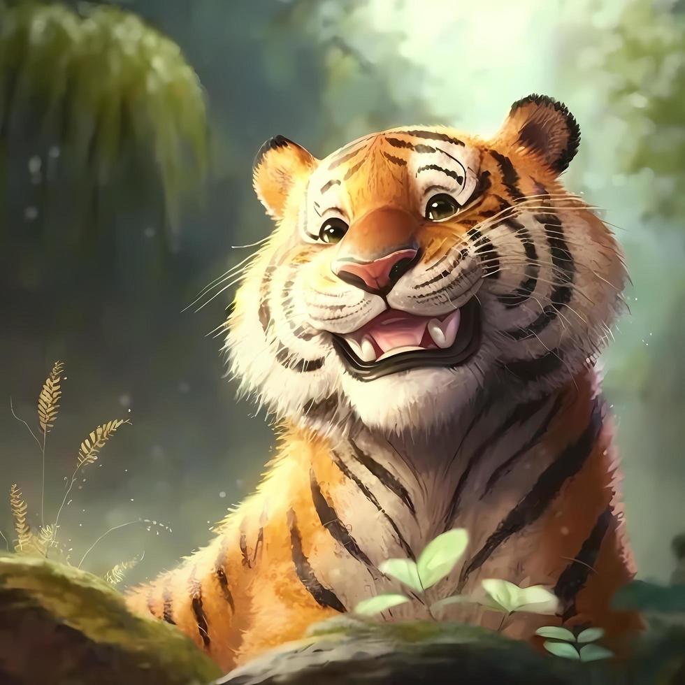 tiger illustration AI Generated photo