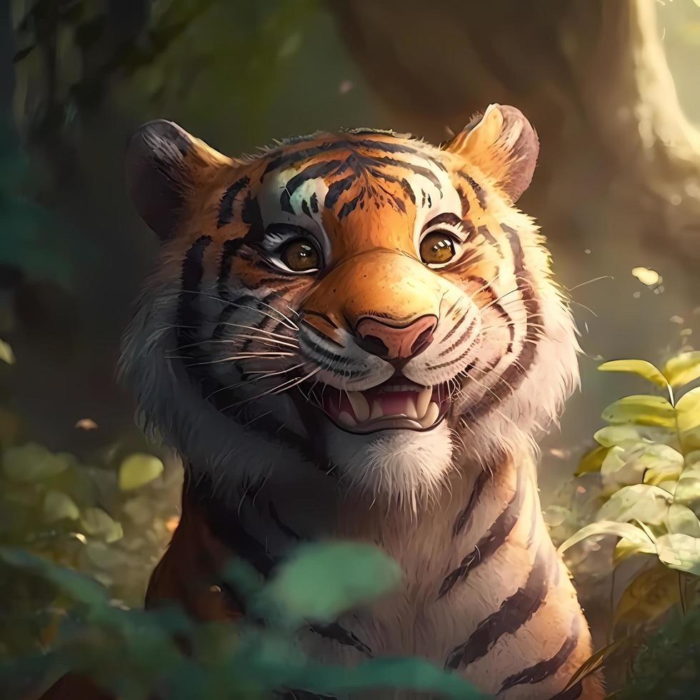 tiger illustration AI Generated photo