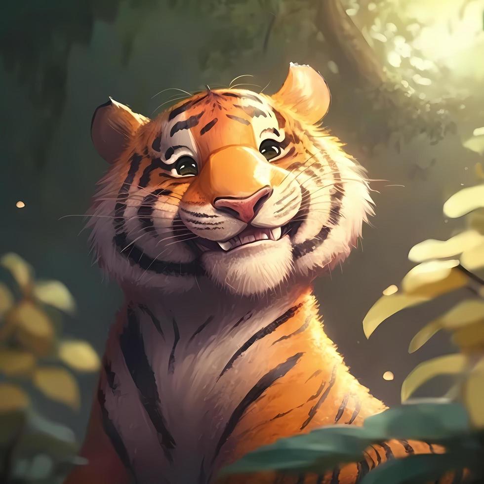 tiger illustration AI Generated photo