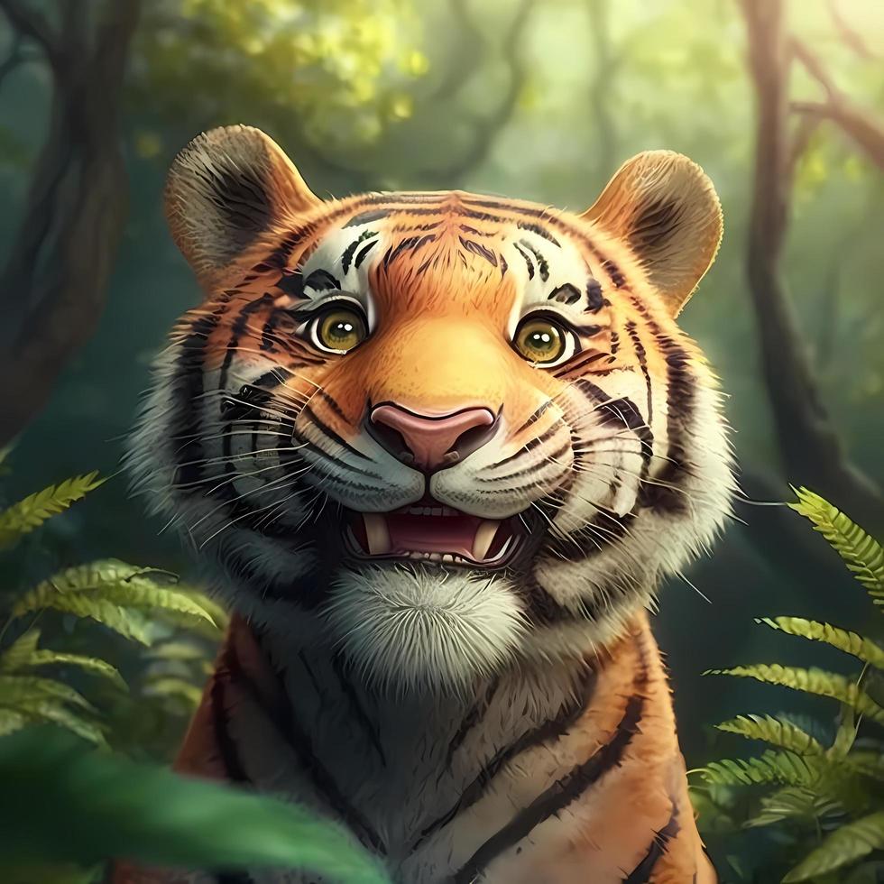 Tigre ilustración ai generado foto