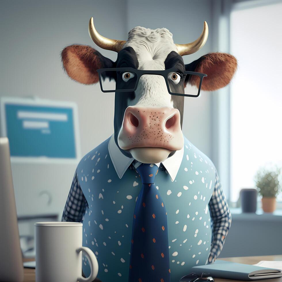 cow businessman illustration photo