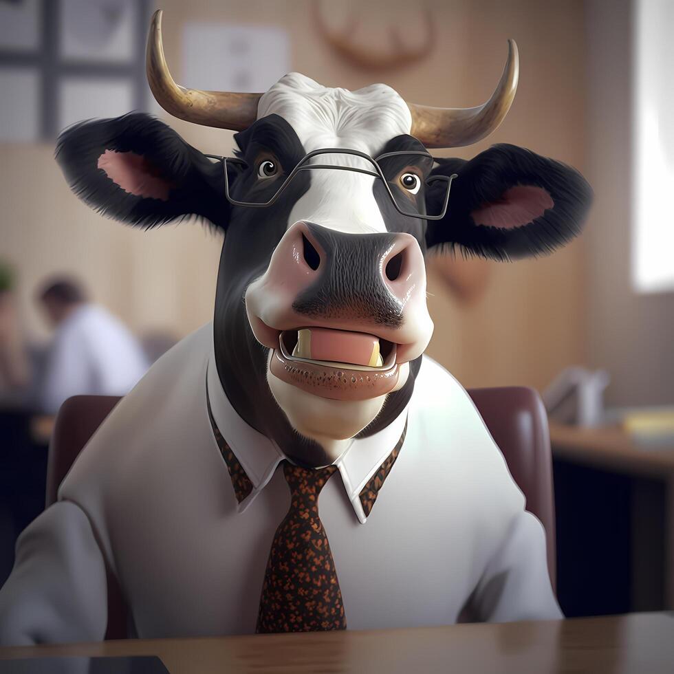 cow businessman illustration photo