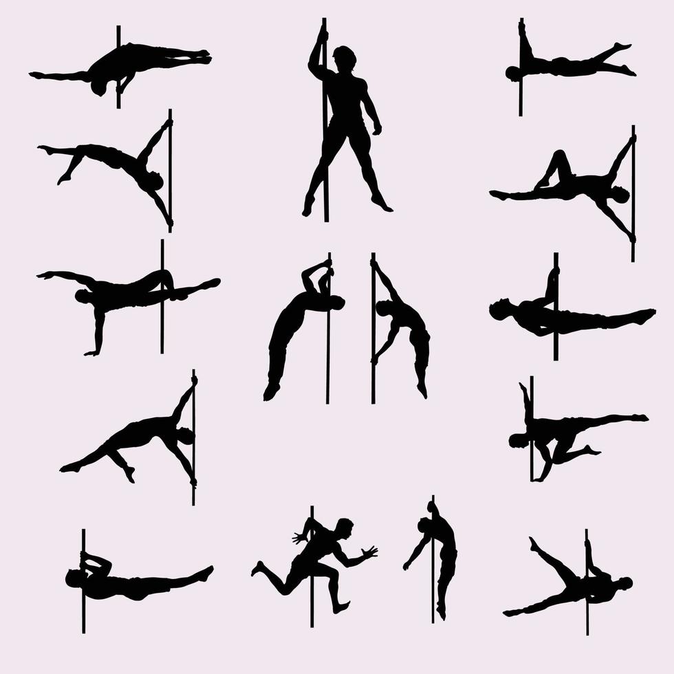 15 pole dancer vector set