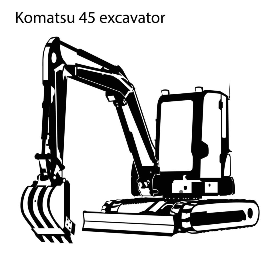 Komatsu 45 excavator silhouette vector