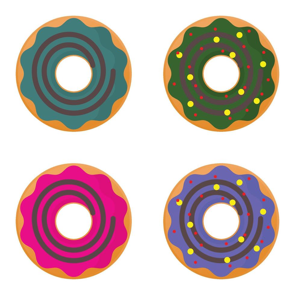 set of colorful donut icons, modern flat design on white background. vector illustration