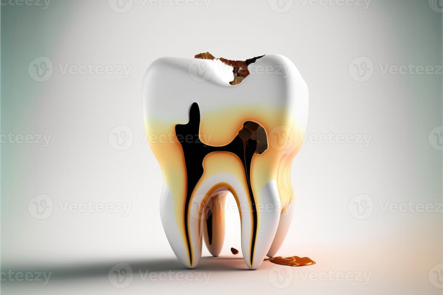 ai generado enconado cena, purulento dientes, periodontitis boca y dientes salud concepto. varios dental enfermedades. diseño para bandera, diseñador, dental clínica o hospital. foto